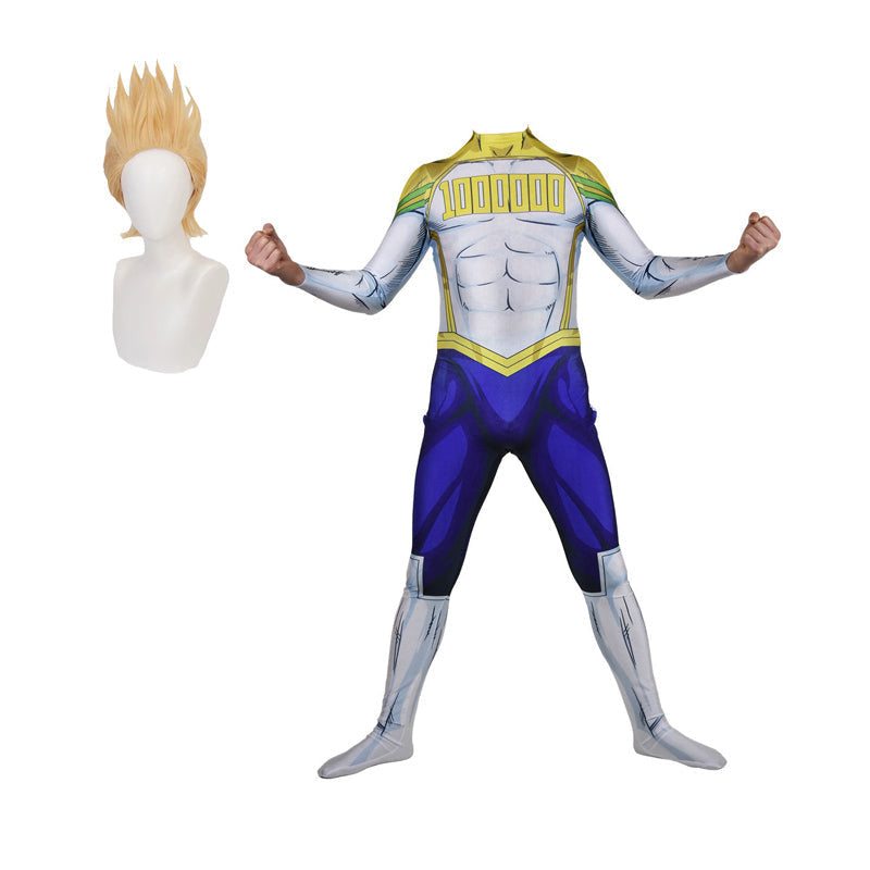 Lemillion Mirio Togata Zentai Hero Costume With Wigs Set Halloween Jumpsuit Costume Set
