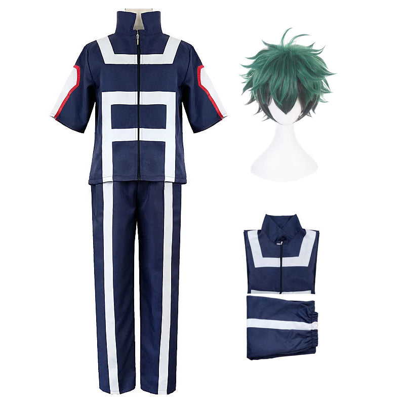 Midoriya Izuku Deku Training Suit Costume With Wigs Ful Set