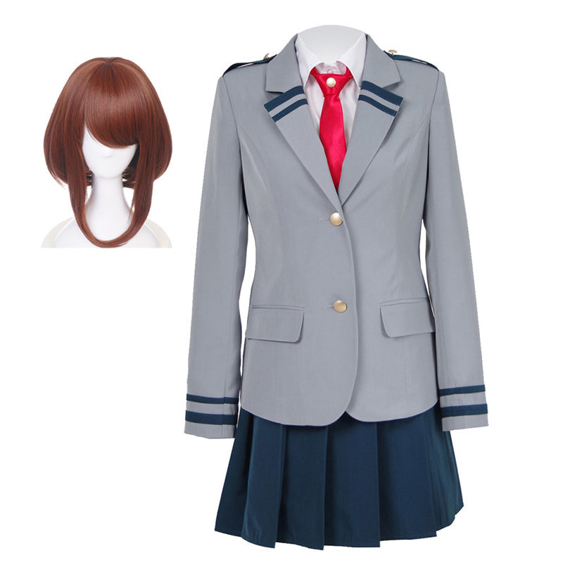 Ochaco Uraraka Cosplay School Uniform Costume With Wigs Set