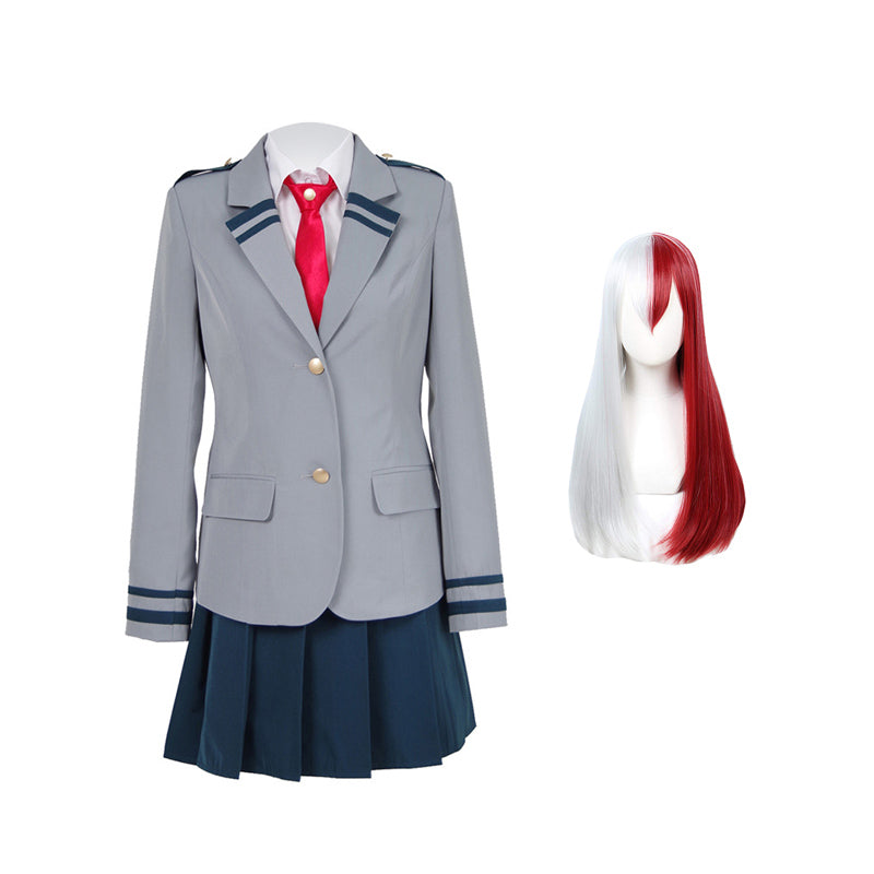 Shoto Todoroki School Uniform Female Version With Wigs Set Halloween Cosplay Outfit