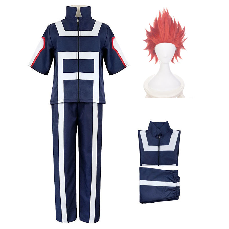 Eijiro Kirishima Training Outfit Cosplay Costumes With Wigs Set