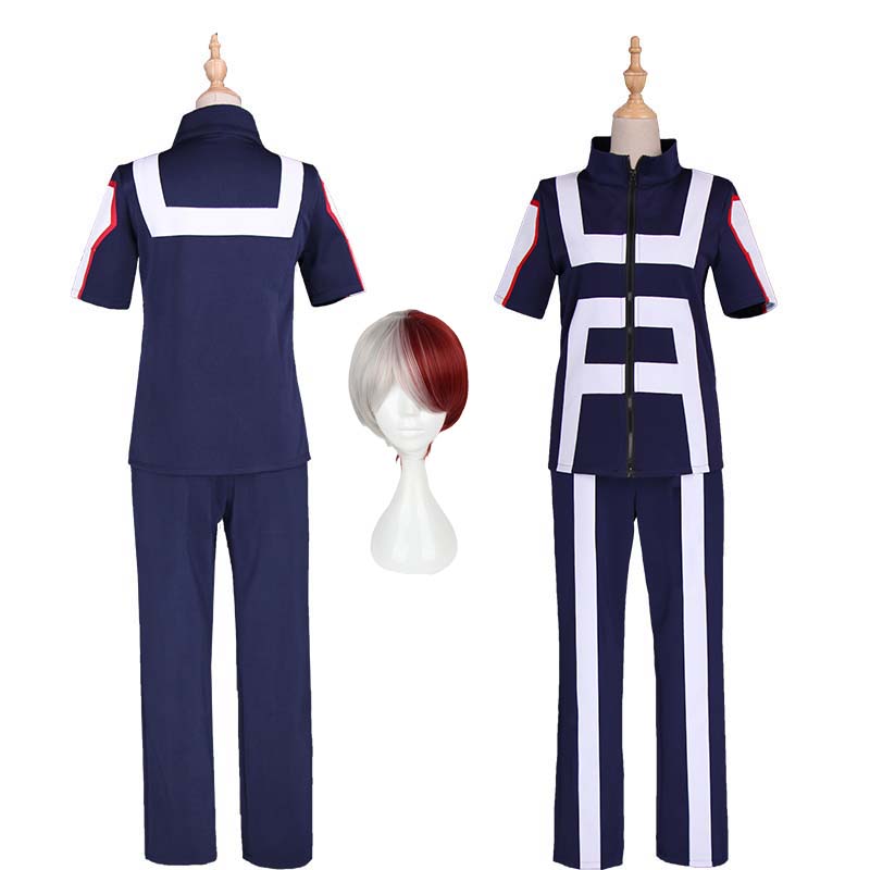 Shoto Todoroki Training Suit Cosplay Costumes With Wigs Costume Set