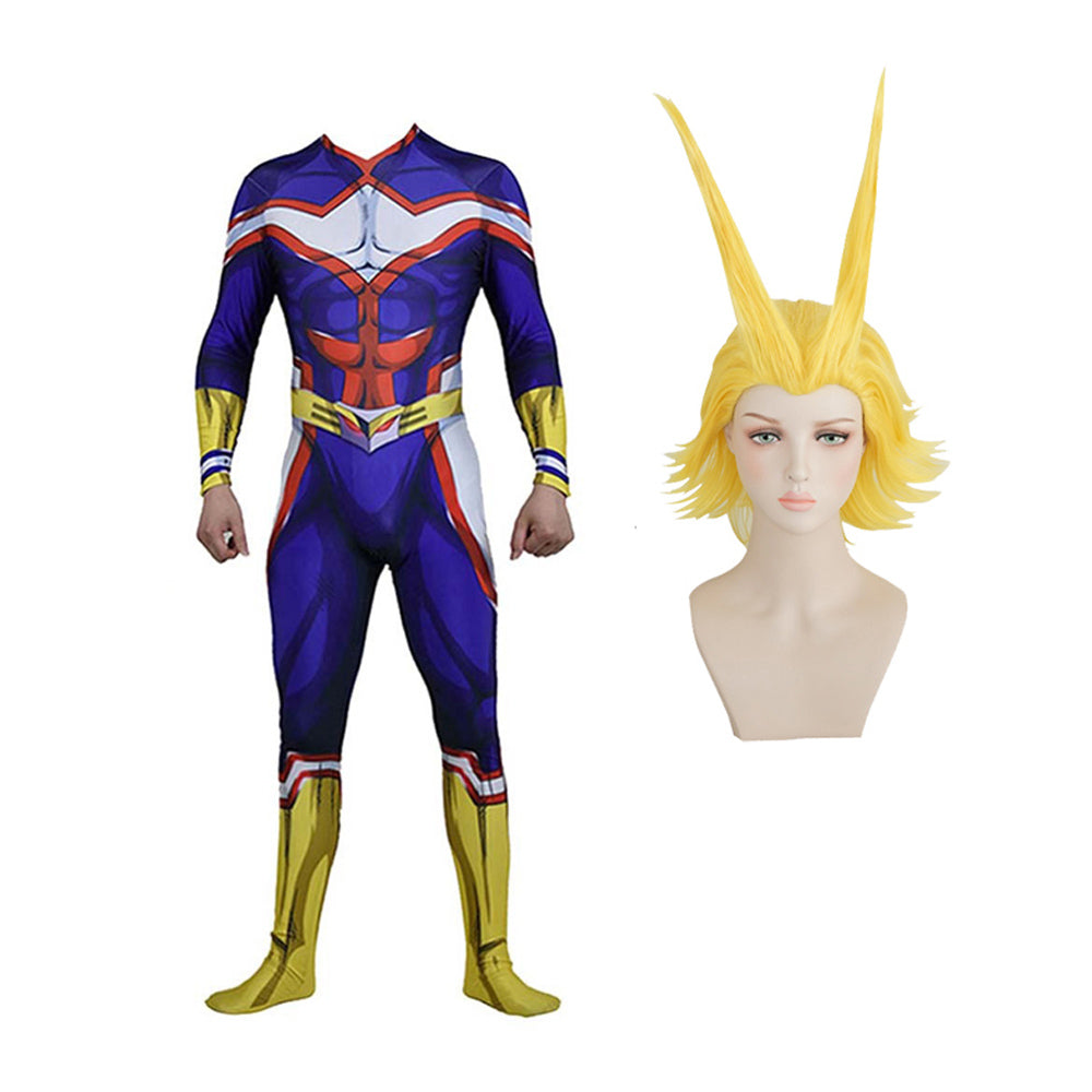 Toshinori Yagi Hero Costume All Might Zentai Costume With Wigs Set All Might Jumpsuit With Wigs