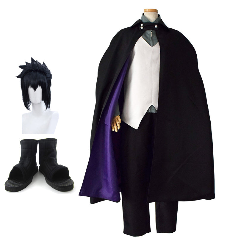 Anime The Last Sasuke Uchiha Costume Full Set With Wigs and Shoes