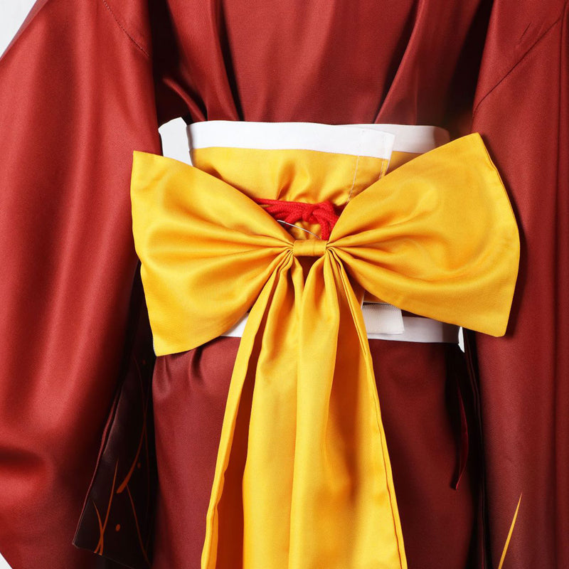 Anime Bungou Stray Dogs Izumi Kyouka Red Kimono Costume and Wigs Full Set Halloween Costume Outfit
