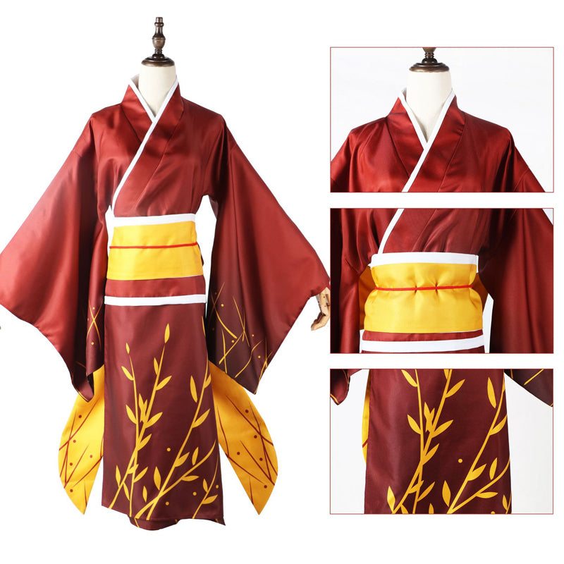 Anime Bungou Stray Dogs Izumi Kyouka Red Kimono Costume and Wigs Full Set Halloween Costume Outfit
