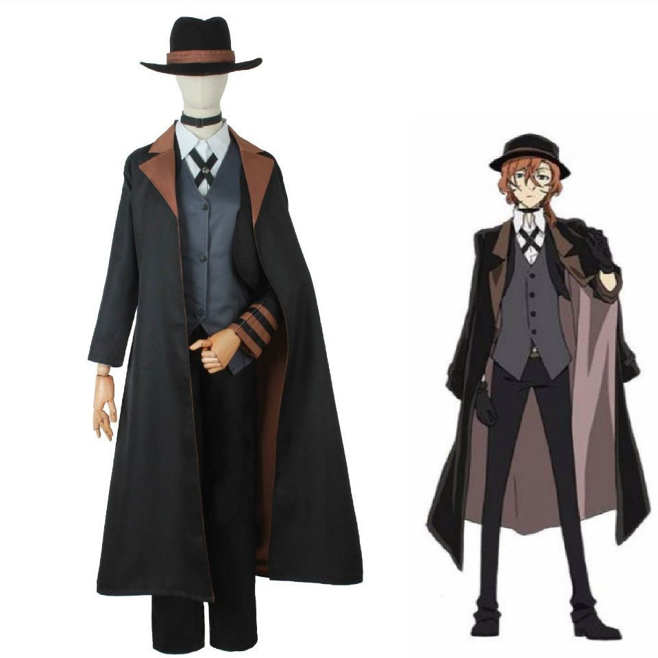 Anime Bungou Stray Dogs Nakahara Chuuya Costume With Hat Full Set Halloween Carnival Costume Outfit