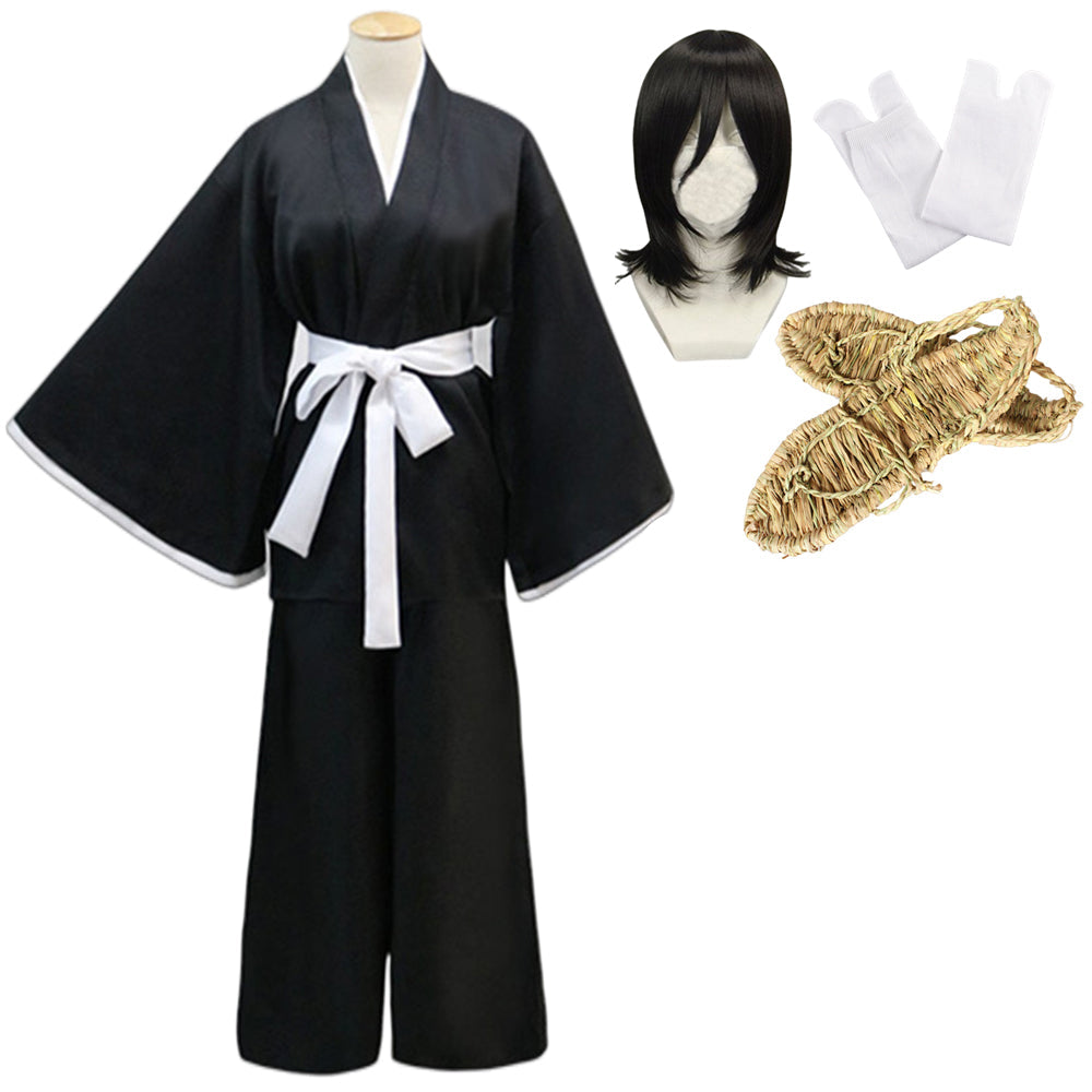 Kuchiki Rukia Costume Full Set With Wigs and Shoes Halloween Cosplay Outfit