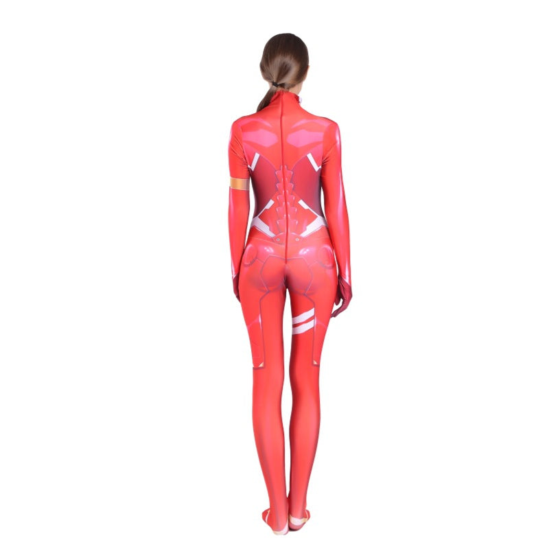 Anime Darling in the Franxx 015 Ichigo/Zero Two 002 Jumpsuit+Wigs Full Set Zentai Costume Outfit