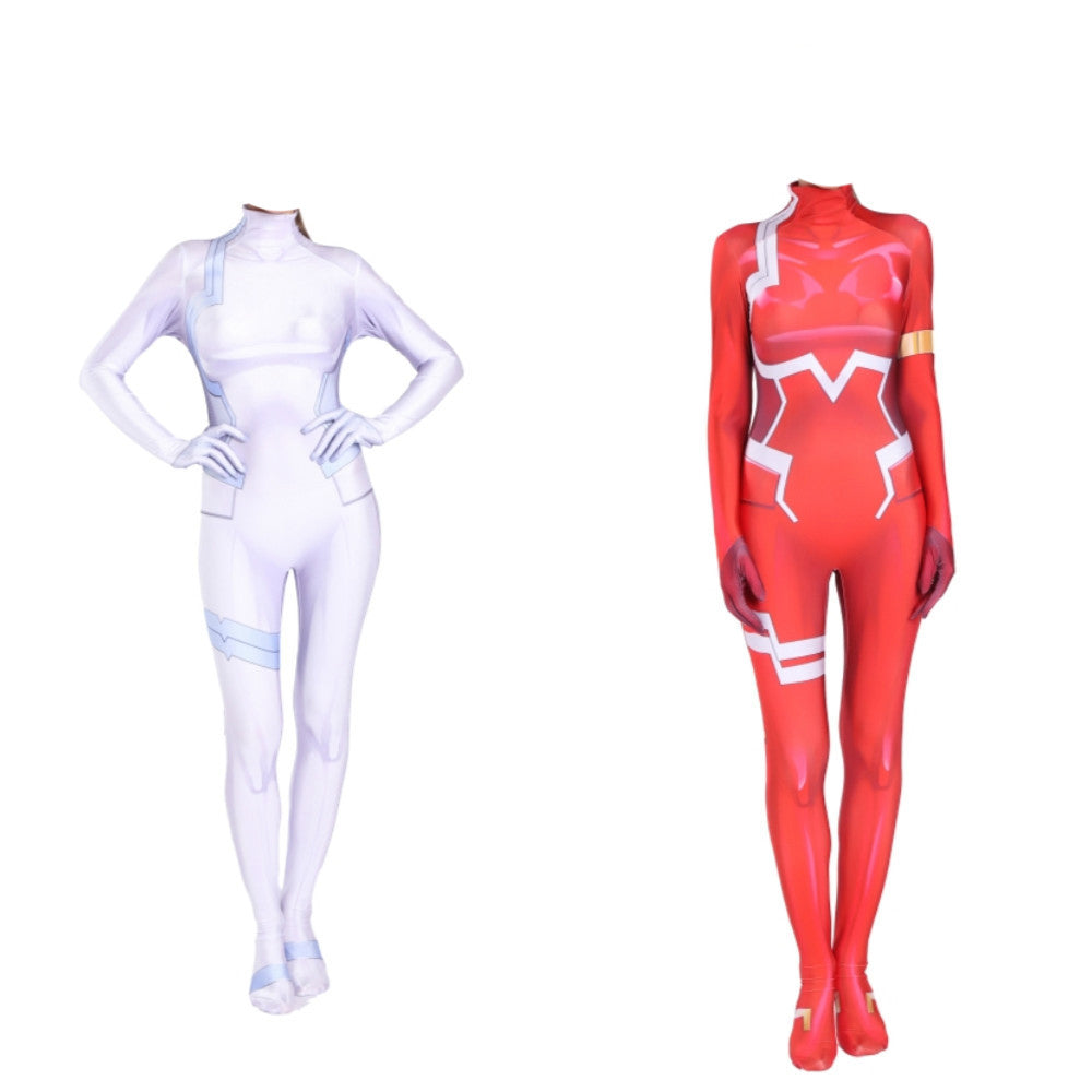 Anime Darling in the Franxx 015 Ichigo/Zero Two 002 Jumpsuit Costume Halloween Cosplay Zentai Outfit