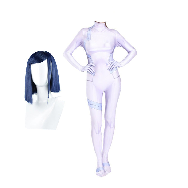Anime Darling in the Franxx 015 Ichigo/Zero Two 002 Jumpsuit+Wigs Full Set Zentai Costume Outfit