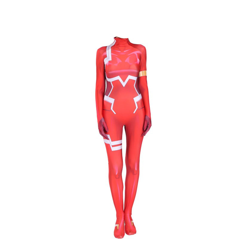 Anime Darling in the Franxx 015 Ichigo/Zero Two 002 Jumpsuit+Wigs Full Set Zentai Costume Outfit