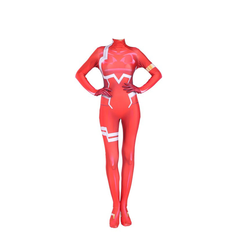 Anime Darling in the Franxx 015 Ichigo/Zero Two 002 Jumpsuit+Wigs Full Set Zentai Costume Outfit