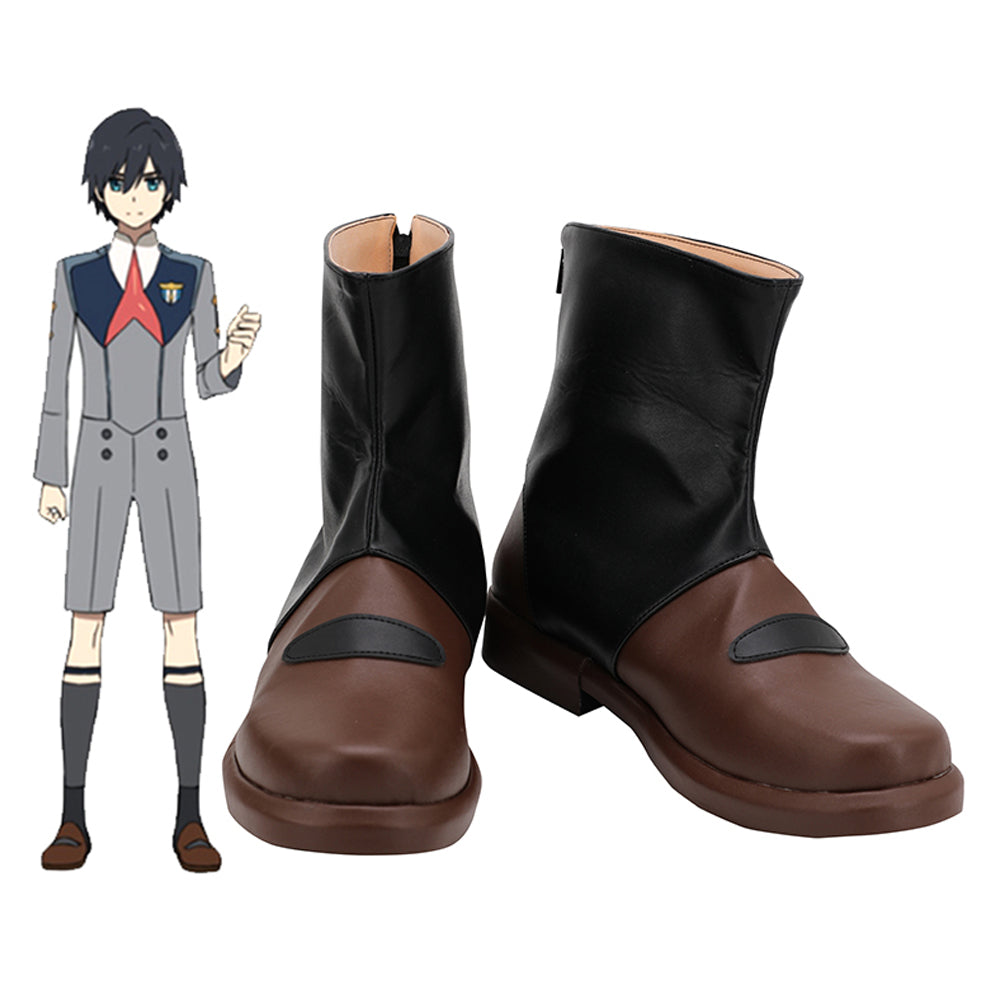 Anime Darling in the Franxx 016 Hiro Cosplay Shoes Brown PU Cosplay Boots