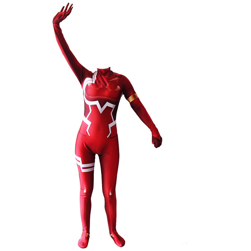 Anime Darling in the Franxx Zero Two 002 Whole Set Costume Jumpsuit+Wigs+Boots Halloween Cosplay Zentai Outfit Set