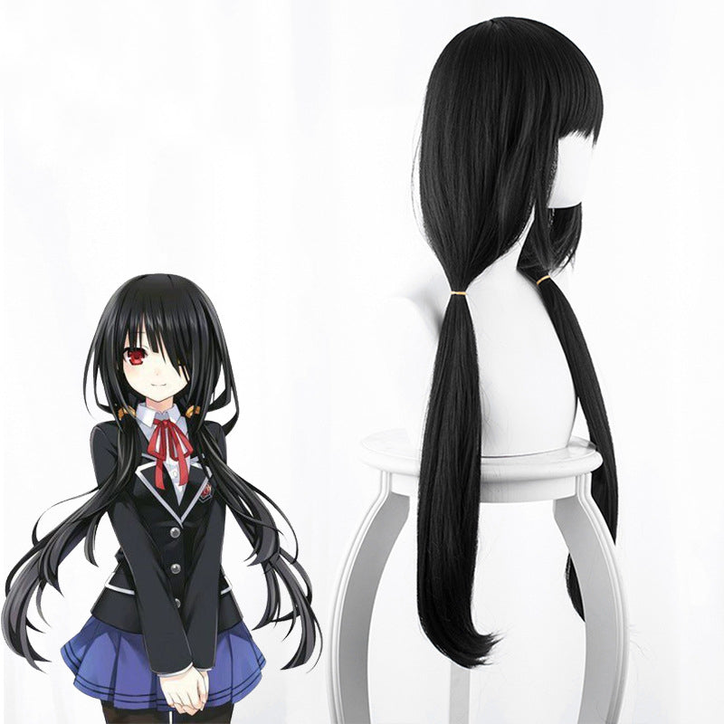 Anime Date A Live Kurumi Tokisaki School Uniform Form Outfit Cosplay Two Tails Wigs