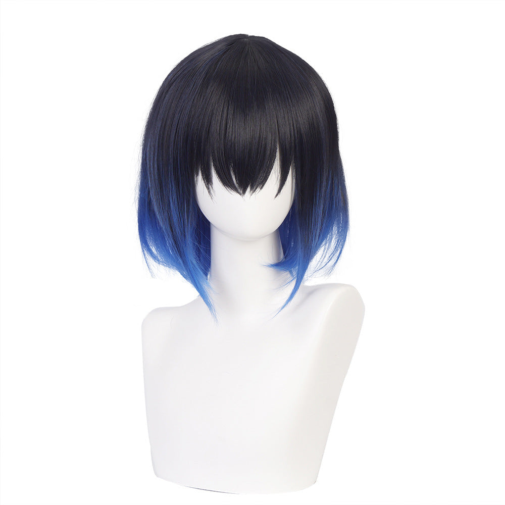 Anime Inosuke Hashibira Cosplay Wigs Blue Short Wig