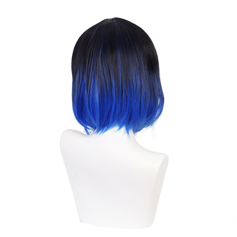 Anime Inosuke Hashibira Cosplay Wigs Blue Short Wig