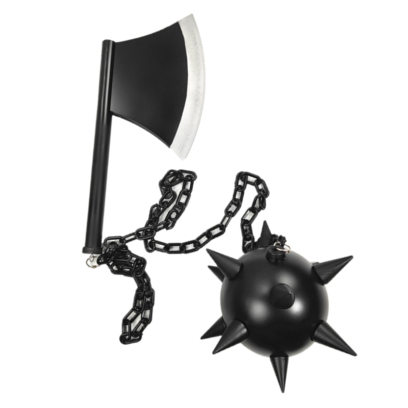 Anime Gyomei Himejima Cosplay Weapon PVC Nichirin Chained Spiked Flail and Axe Cosplay Props
