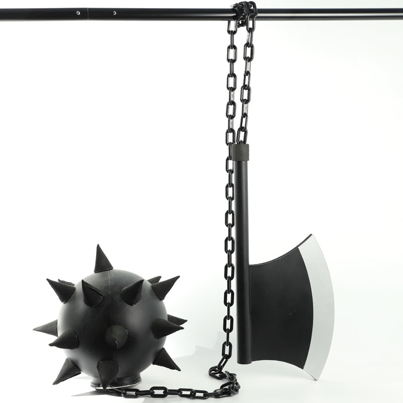 Anime Gyomei Himejima Cosplay Weapon PVC Nichirin Chained Spiked Flail and Axe Cosplay Props