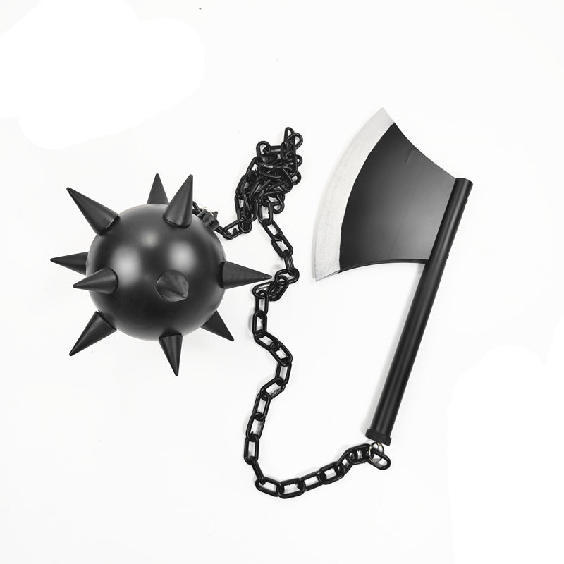 Anime Gyomei Himejima Cosplay Weapon PVC Nichirin Chained Spiked Flail and Axe Cosplay Props