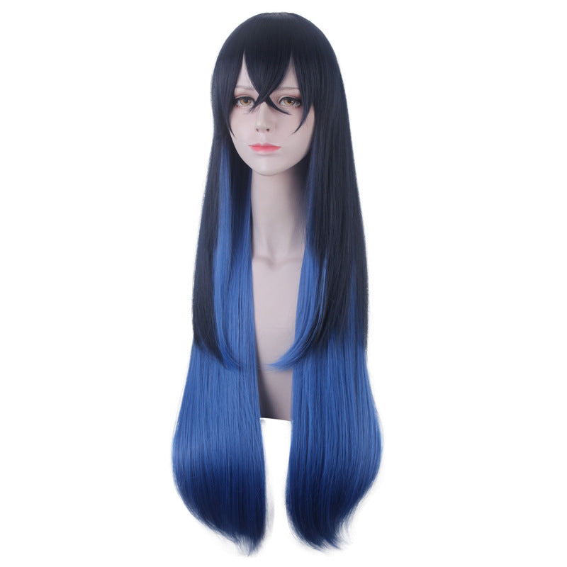 Anime Inosuke Hashibira Female Costume Wigs Blue Long Wigs