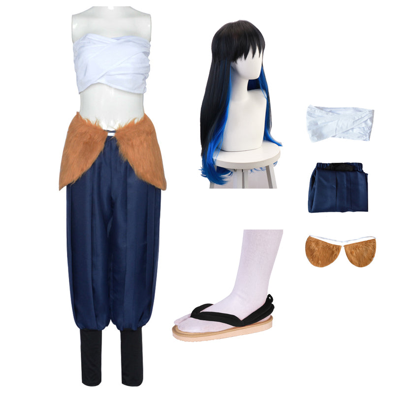 Anime Inosuke Hashibira Female Version Costume+Wigs+Shoe Full Set Halloween Costume Outfit