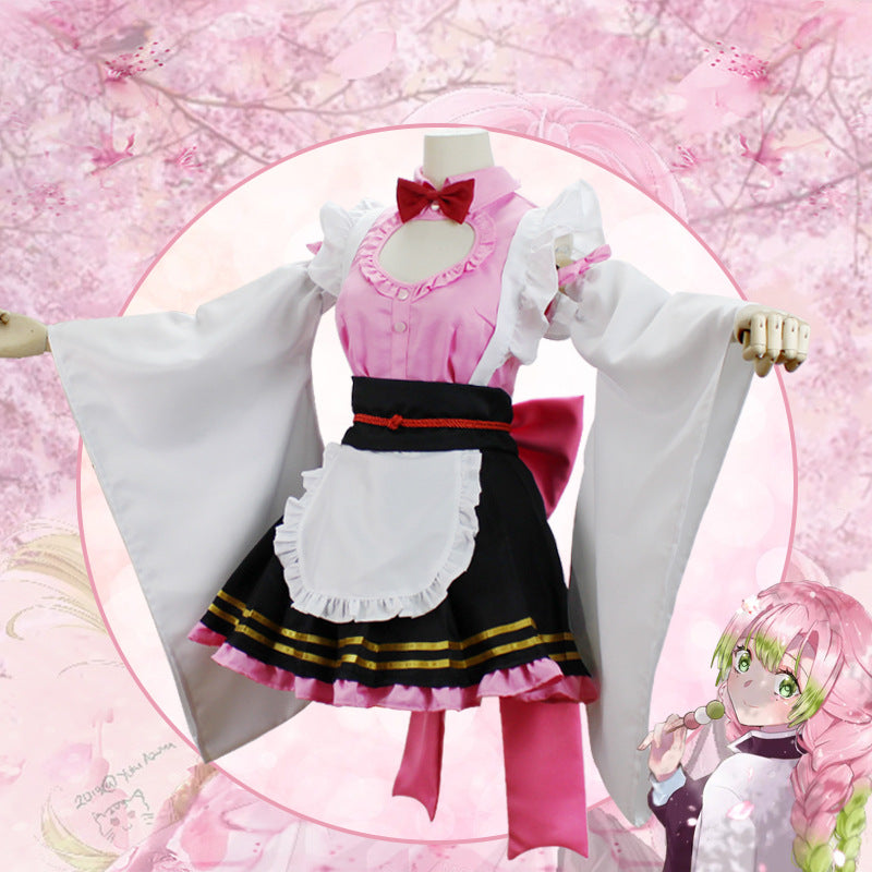 Anime Mitsuri Kanroji Lolita Dress Costume With Wigs Full Set For Women Girls