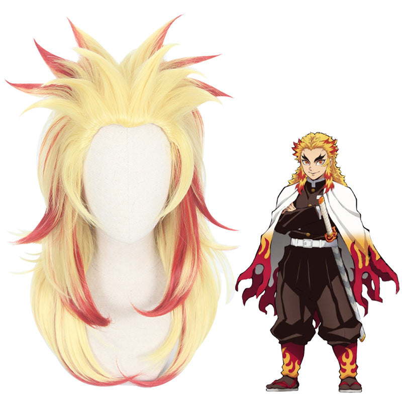 Kids Version Anime Kyojuro Rengoku Cosplay Costume Full Set With Wigs and Shoes Cosplay Outfit Set