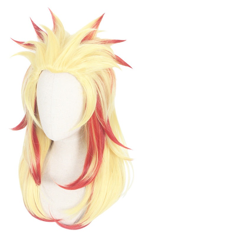 Anime Kyojuro Rengoku Whole Set Costume Uniform+Wigs+Shoes+Weapon Sword Cosplay Outfit Set