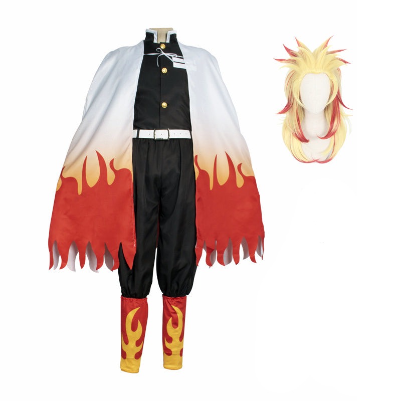 Anime Kyojuro Rengoku Costume Full Set Halloween Carnival Outfit