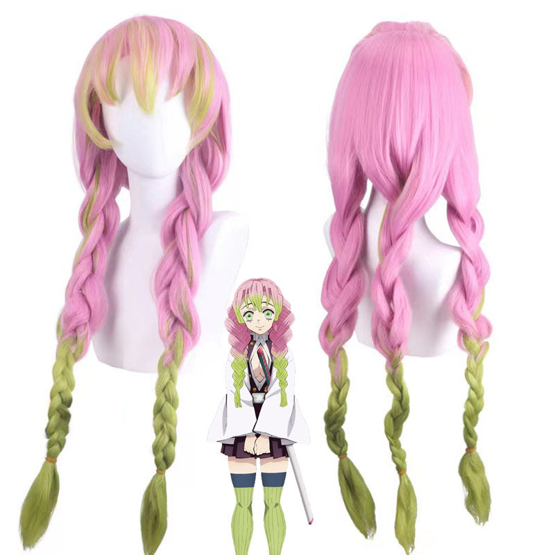 Anime Mitsuri Kanroji Full Set Costume+Wigs+Shoes Halloween Carnival Outfit Set