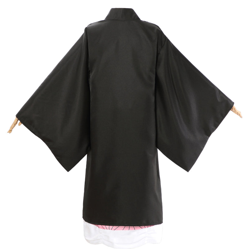 Anime Nezuko Kamado Cosplay Kimono With Wigs and Shoes Full Set Halloween Costume
