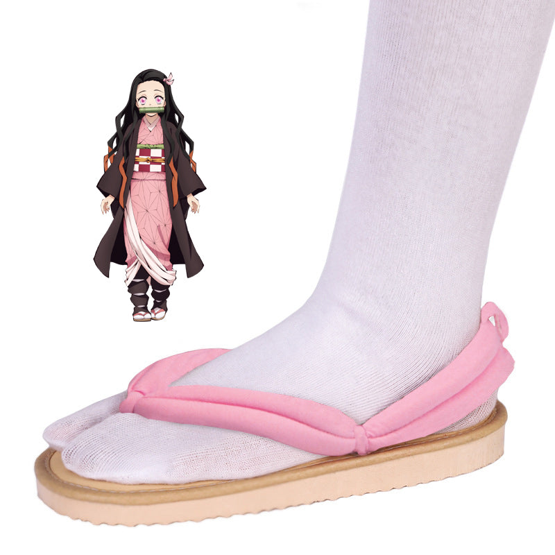 Anime Nezuko Kamado Cosplay Kimono With Wigs and Shoes Full Set Halloween Costume
