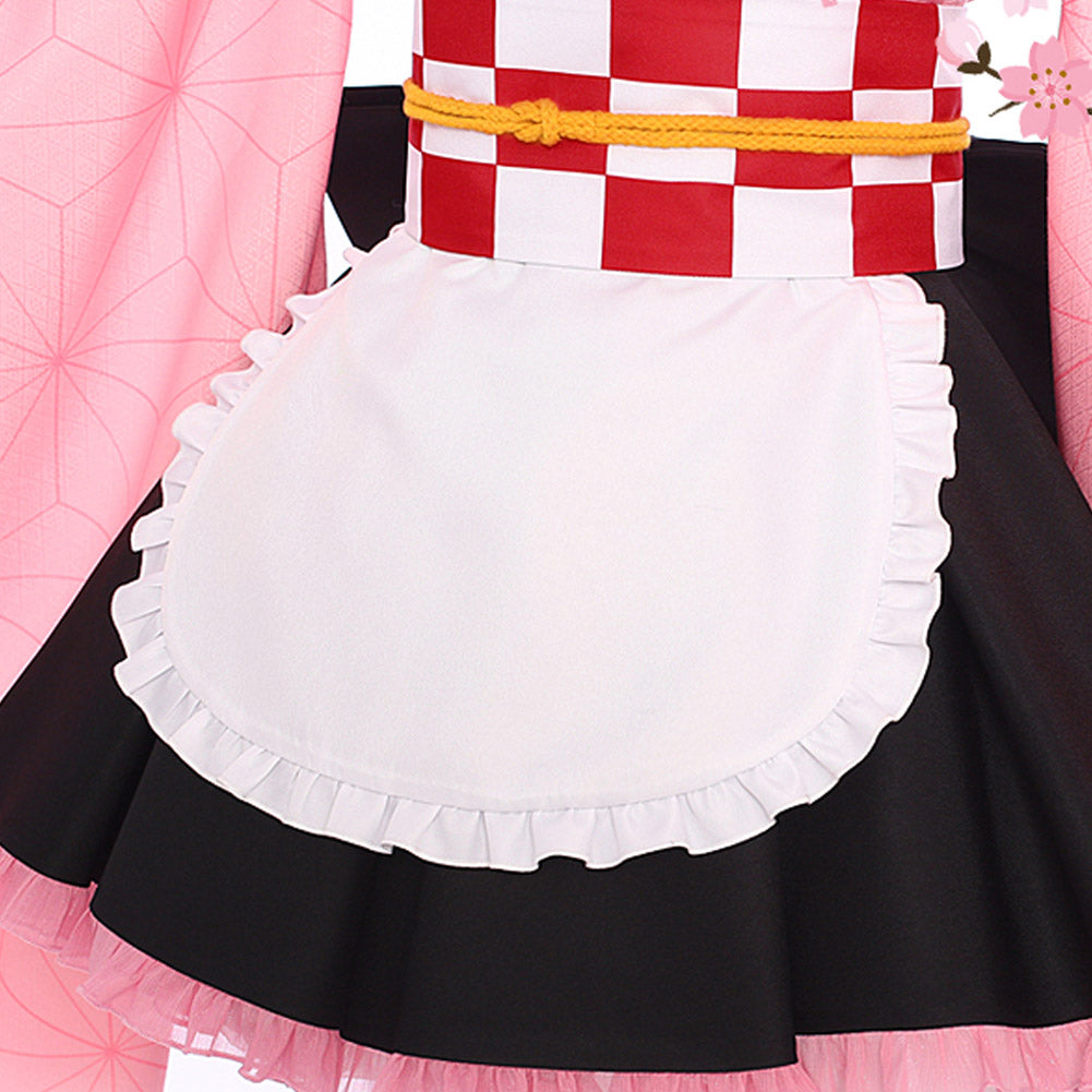 Anime Nezuko Kamado Lolita Costume Dress With Wigs For Women Girls