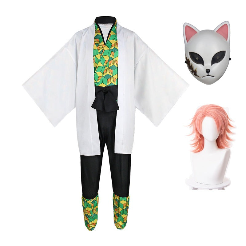 Anime Sabito Cosplay Costume With Wigs and Mask Props Full Set Halloween Costume