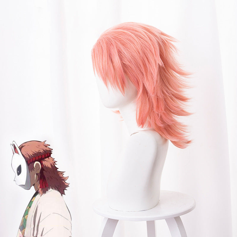 Anime Sabito Cosplay Wigs Pink Wigs Accessories
