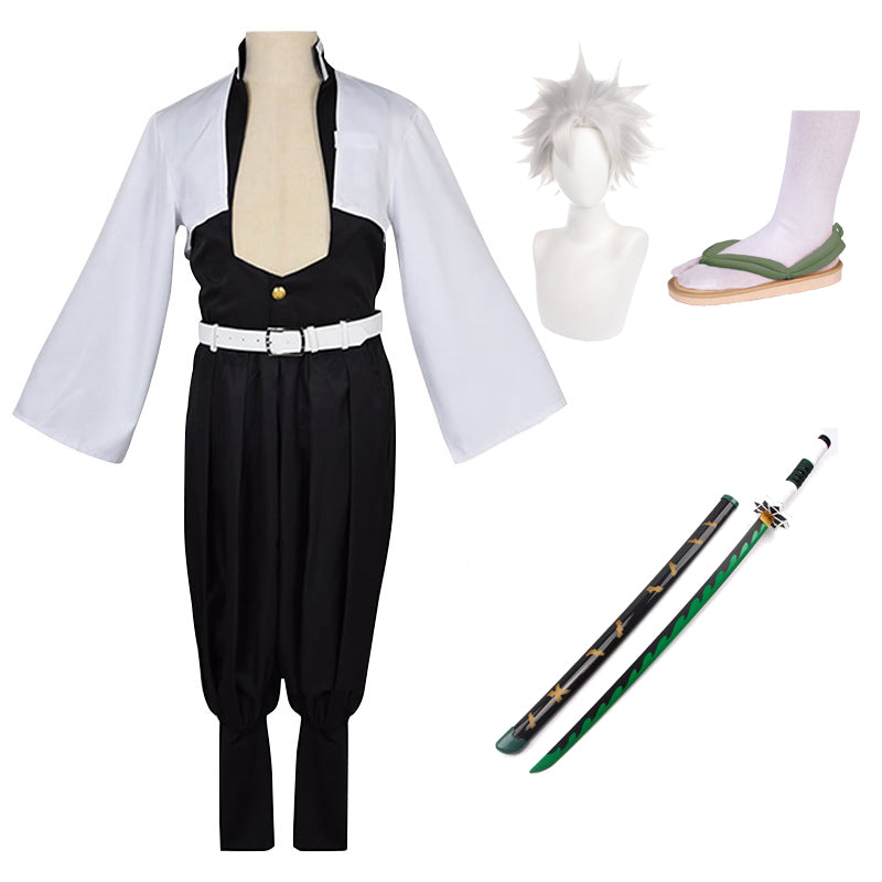 Anime Sanemi Shinazugawa Costume+Wigs+Shoes and Cosplay Props Sword Halloween Cosplay Outfit Whole Set