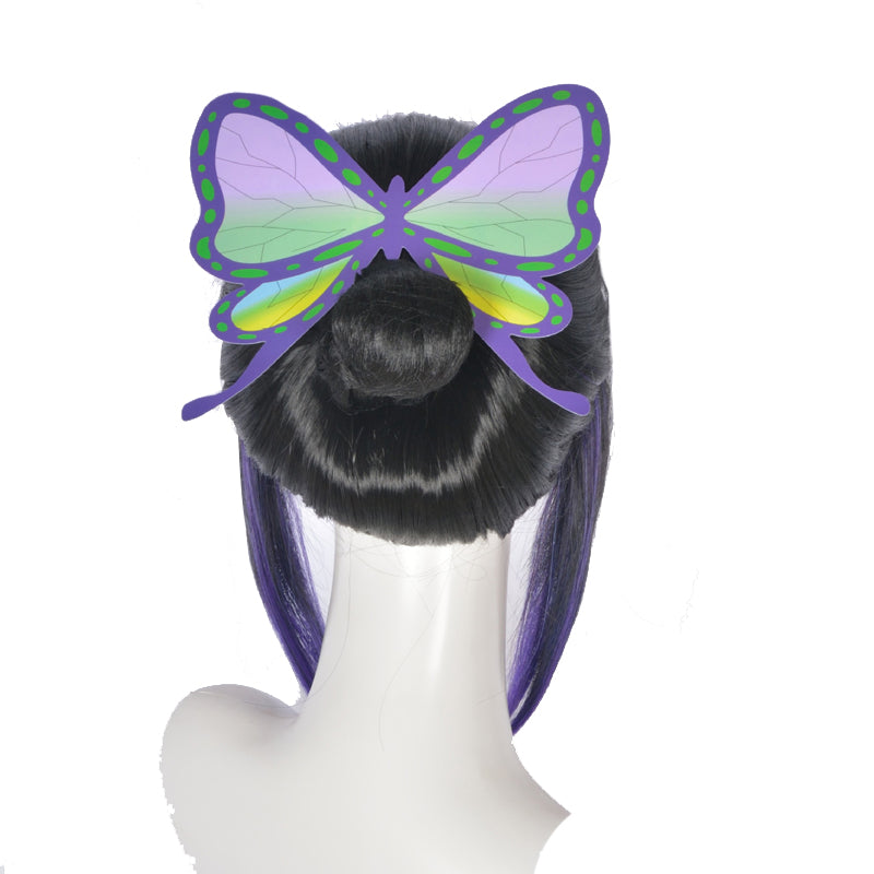 Shinobu Kocho Cosplay Wigs With Butterfly Hairdecor Costume Accessories