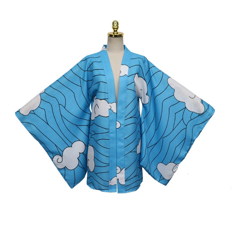 Anime Tanjiro Kamado Sakonji Urokodaki Cloak Costume Blue Kimono Cloak