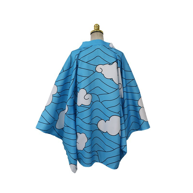 Anime Tanjiro Kamado Sakonji Urokodaki Cloak Costume Blue Kimono Cloak