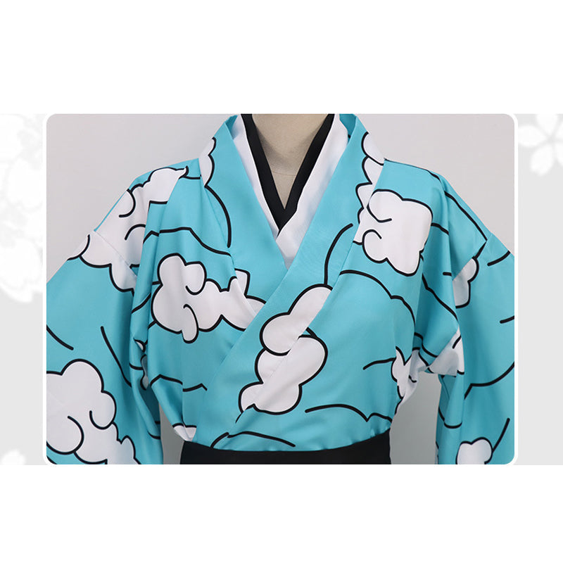 Kids/Adults Anime Tanjiro Kamado Sakonji Urokodaki Cosplay Costume Blue Kimono Outfit