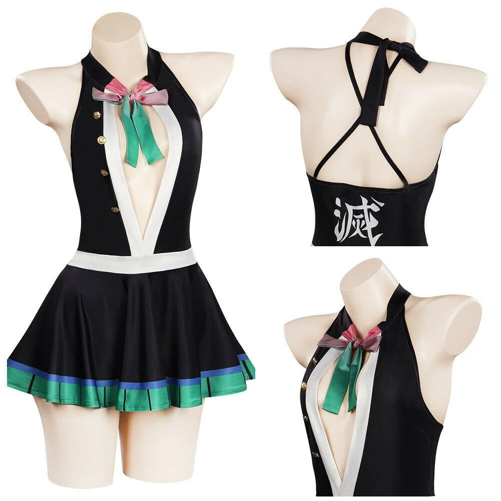 Anime Tanjiro Kamado Swimwear Costume Women Girls Cosplay Bikini