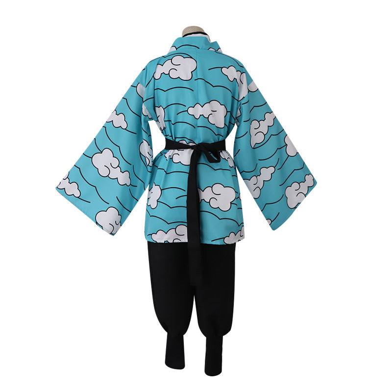 Kids/Adults Anime Tanjiro Kamado Sakonji Urokodaki Cosplay Costume Blue Kimono Outfit