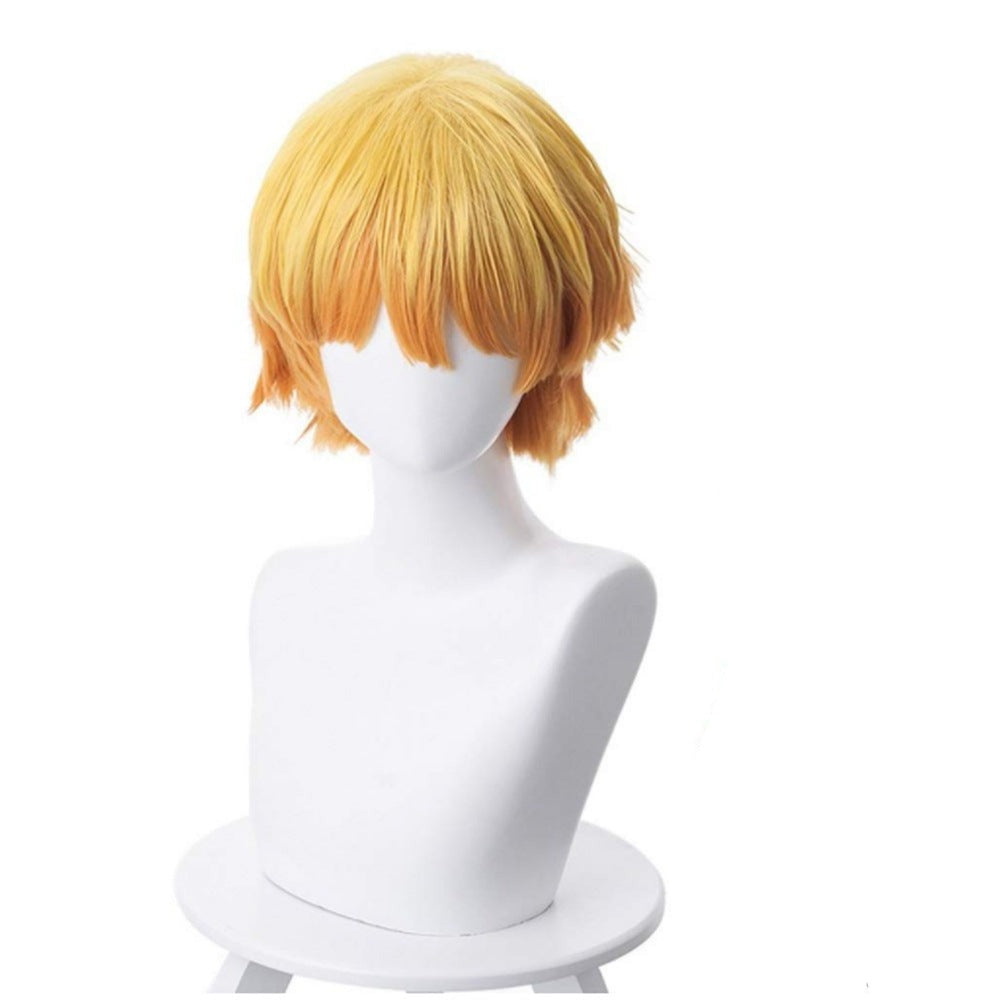 Anime Zenitsu Agatsuma Whole Set Costume With Wigs and Cosplay Shoes Cosplay Outfit Set