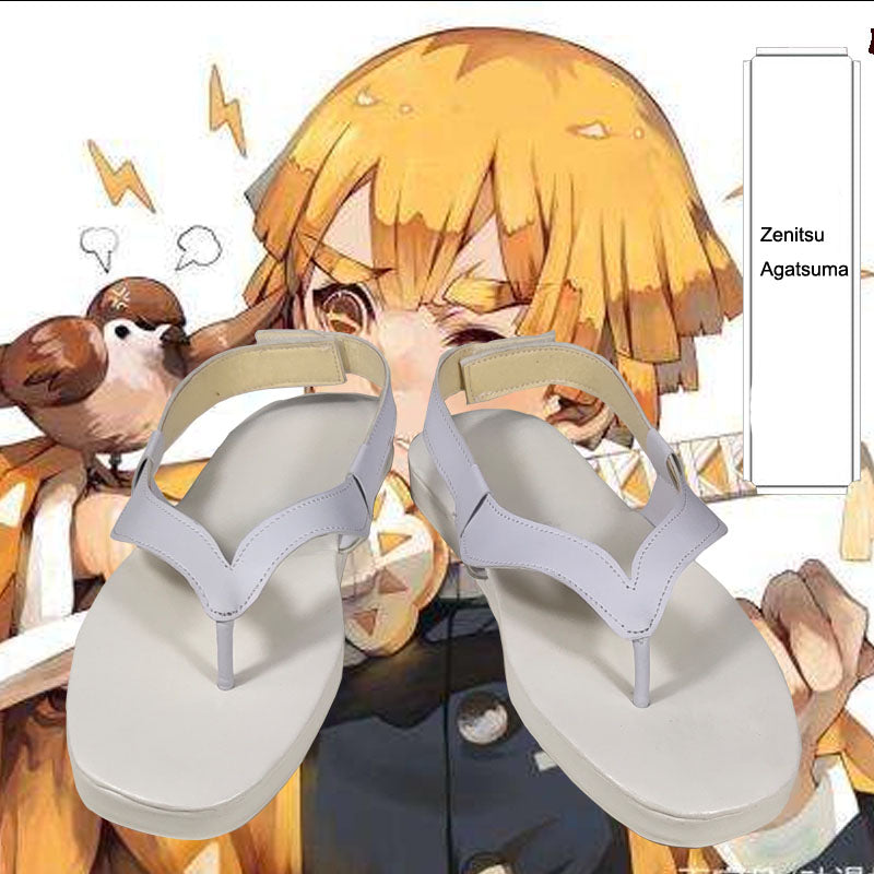 Anime Zenitsu Agatsuma Costume Shoes PU Leather Cosplay Shoes