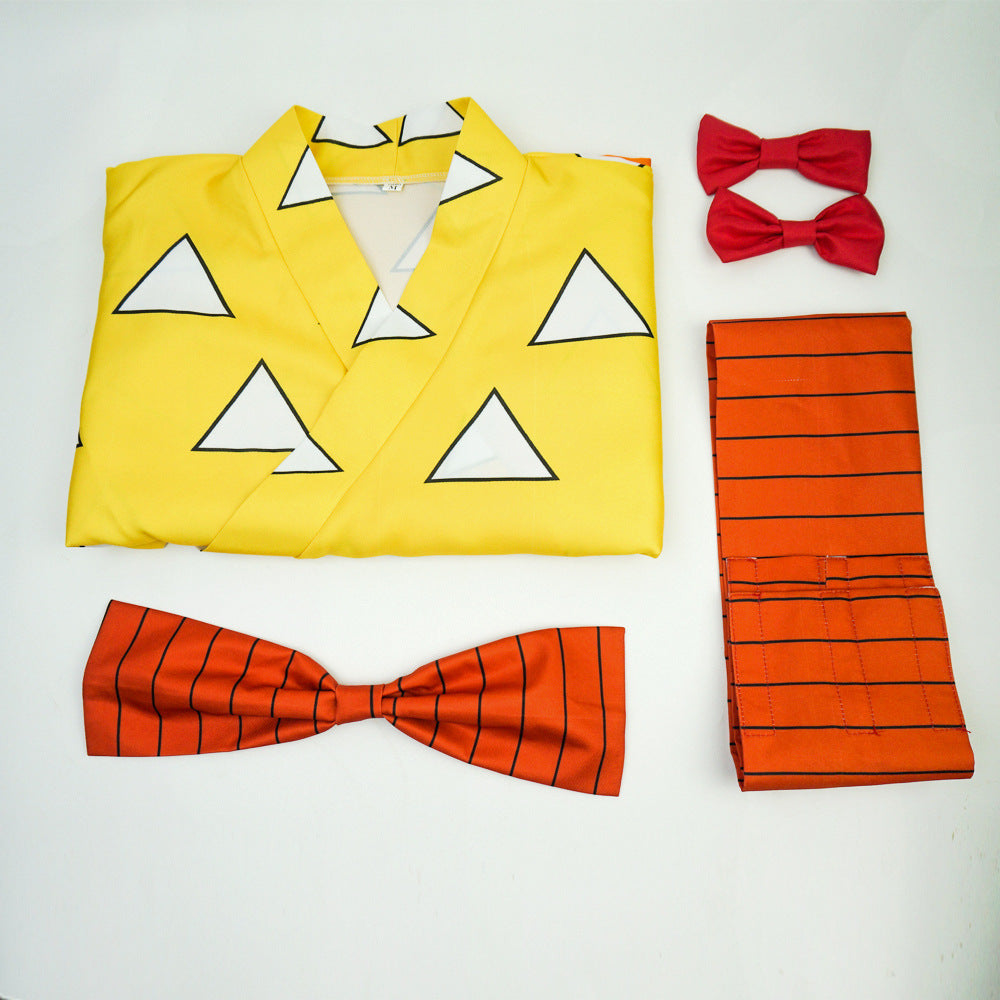 Anime Zenitsu Agatsuma Female Costume Kimono Dress Halloween Costume