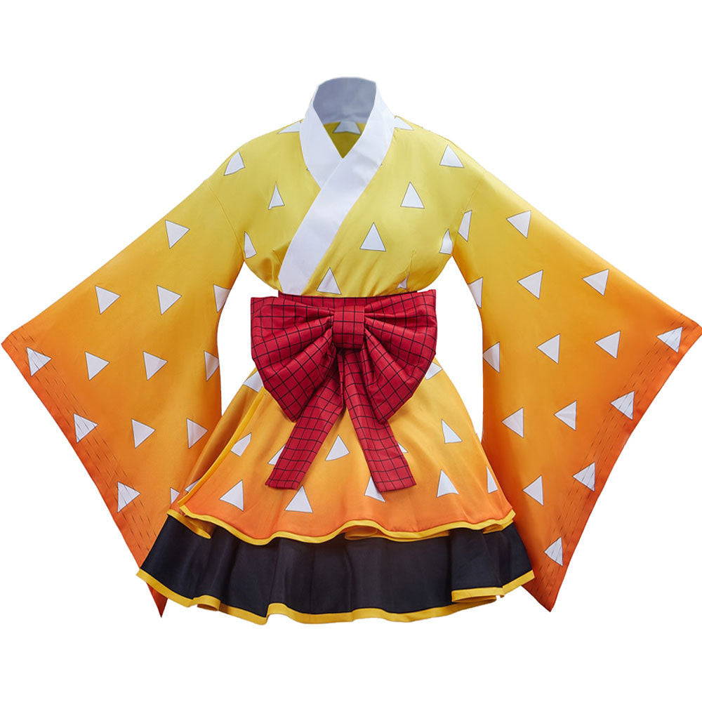 Anime  Zenitsu Agatsuma Female Version Costume Lolita Dress Costume For Women Girls