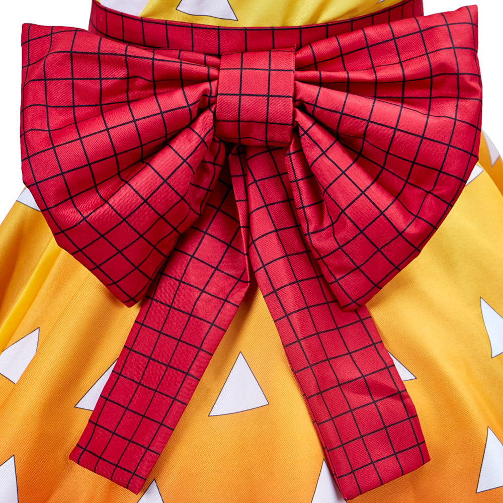 Anime  Zenitsu Agatsuma Female Lolita Dress Costume Dress+Wigs+Shoes Whole Set Halloween Costume