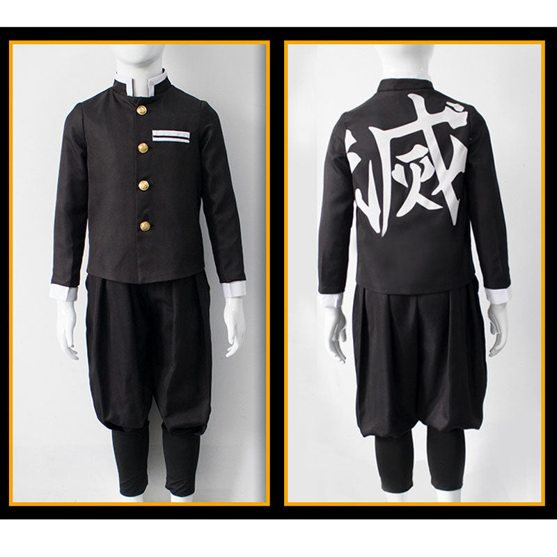 Kids Version Anime Zenitsu Agatsuma Girls Boys Costume With Wigs and Shoes Full Set Halloween Carnival Costume